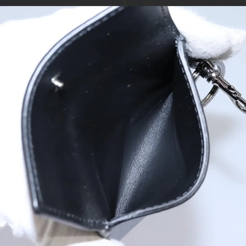 VERSACE 2-1 Shoulder Bag Leather Black Silver & attached cardholder unisex